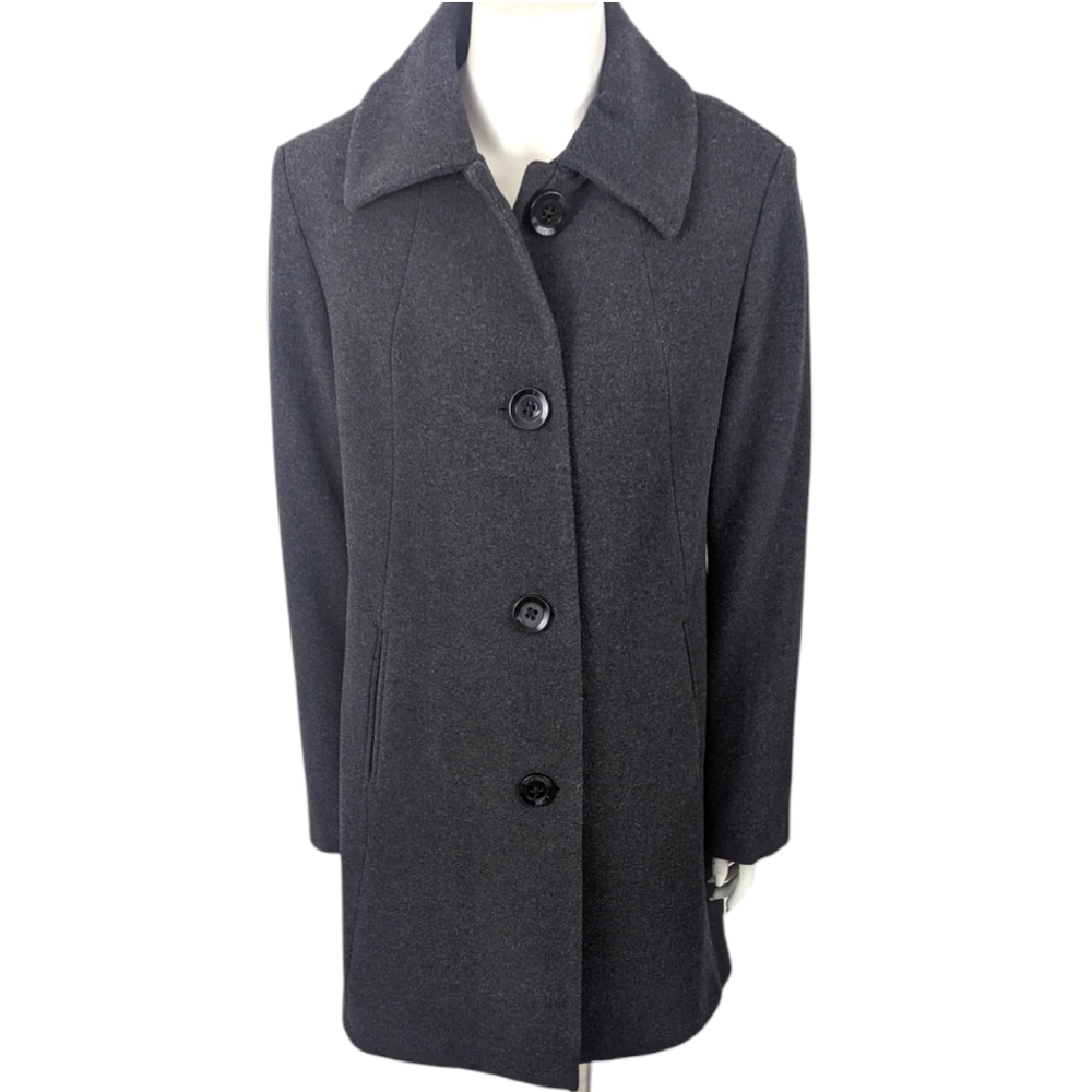 Nautica Wool Pea Coat Peacoat Womens Medium Gray Jacket Button Dressy